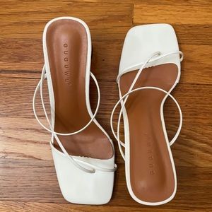 EUC Strappy Sandals, geometric Wooden Heel, 38/7